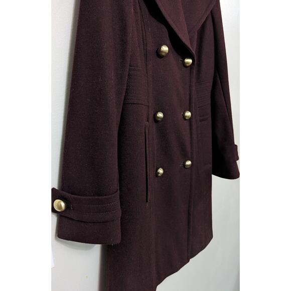 Michael Kors Women's Dark Plum Double Breasted Dress Winter Coat Size 2 - Picture 3 of 5